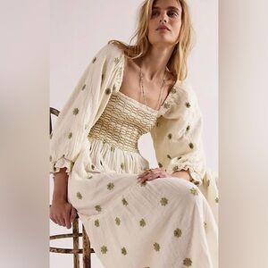 New Free People Dahlia Maxi Dress In The Pastry Combo Size XL